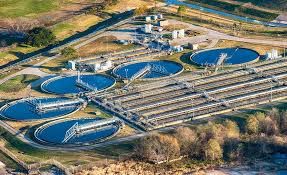 Aerial view of a water treatment works